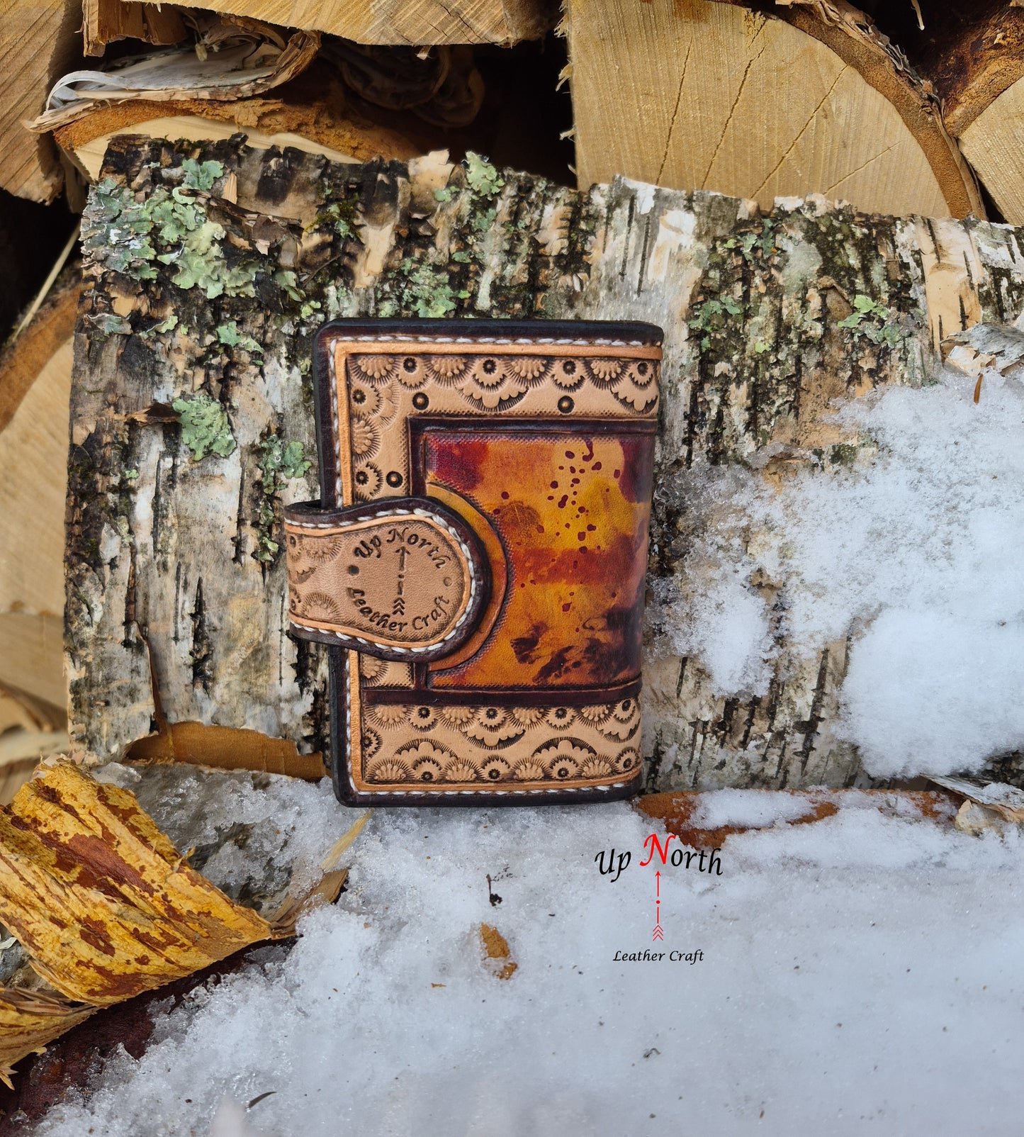 (02TSW26) Tooled Leather Snap Wallet - Summer Sunset
