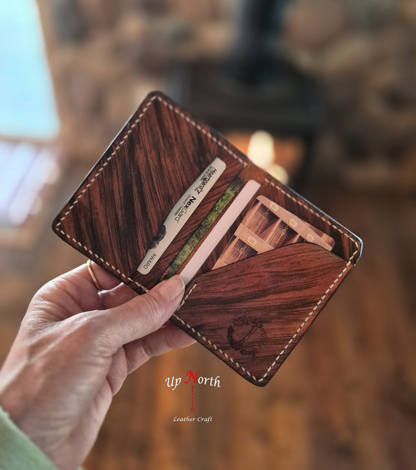 (02CW26) Leather Card Wallet - Birch