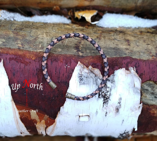 (03A24) Hand Braided Leather Anklet - Timber Brown