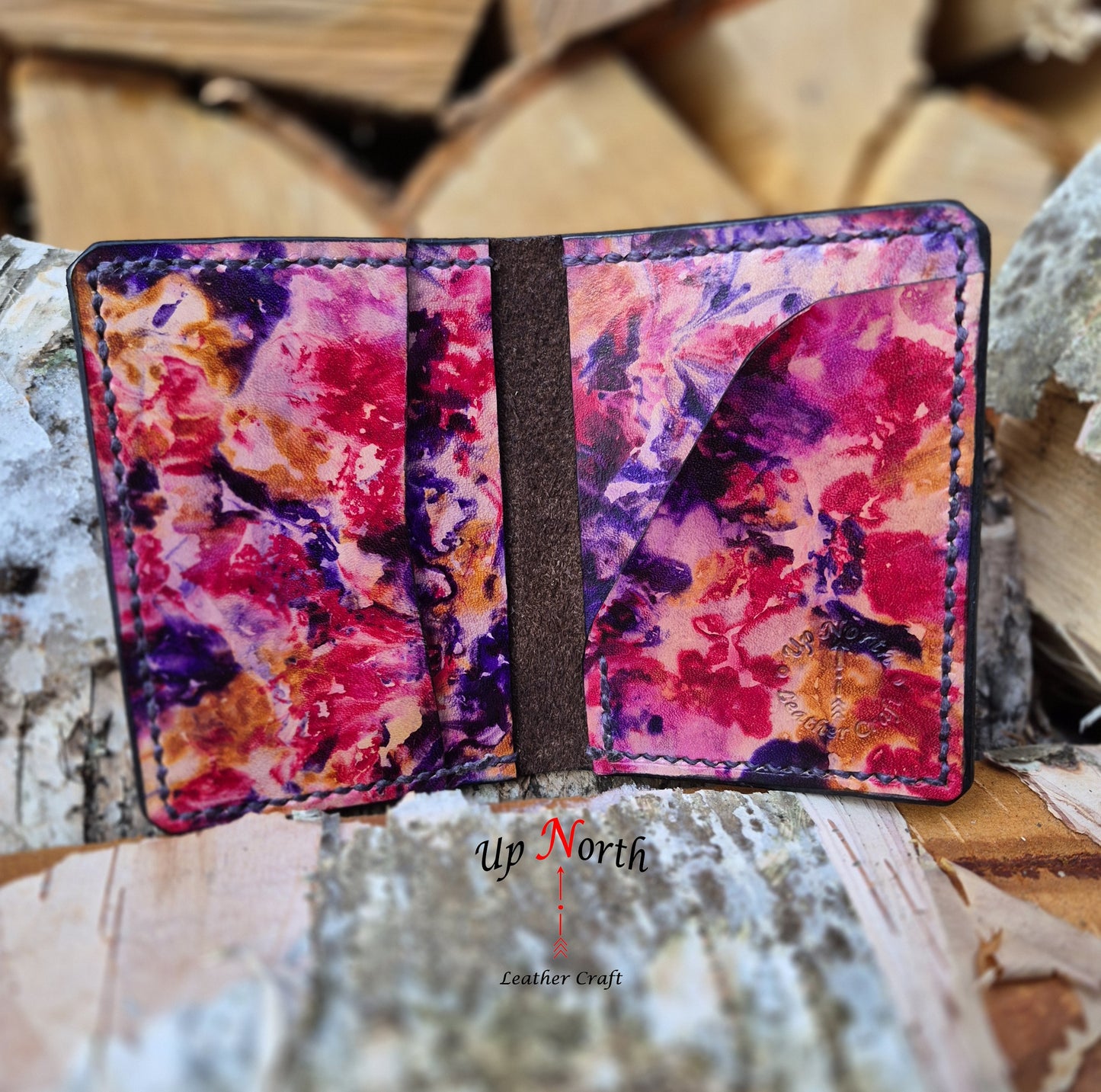 (03CW26) Leather Card Wallet - Sunset