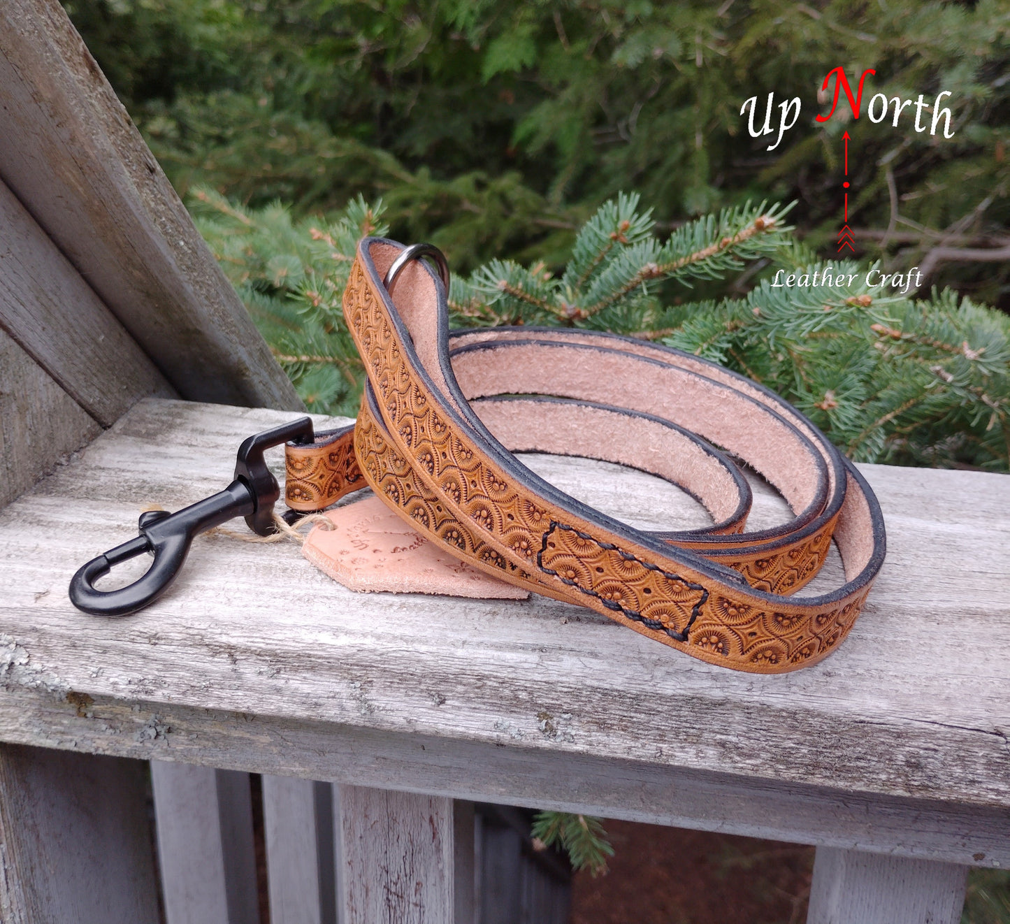 (03LM24) Leather Dog Leash for Medium Dogs - Tan
