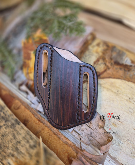 (03PK26) Leather Pocket Knife Sheath - Maple