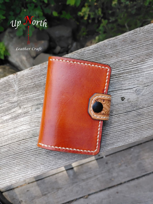 (03TSW24) Handmade Tooled Card Wallet - Light Tan