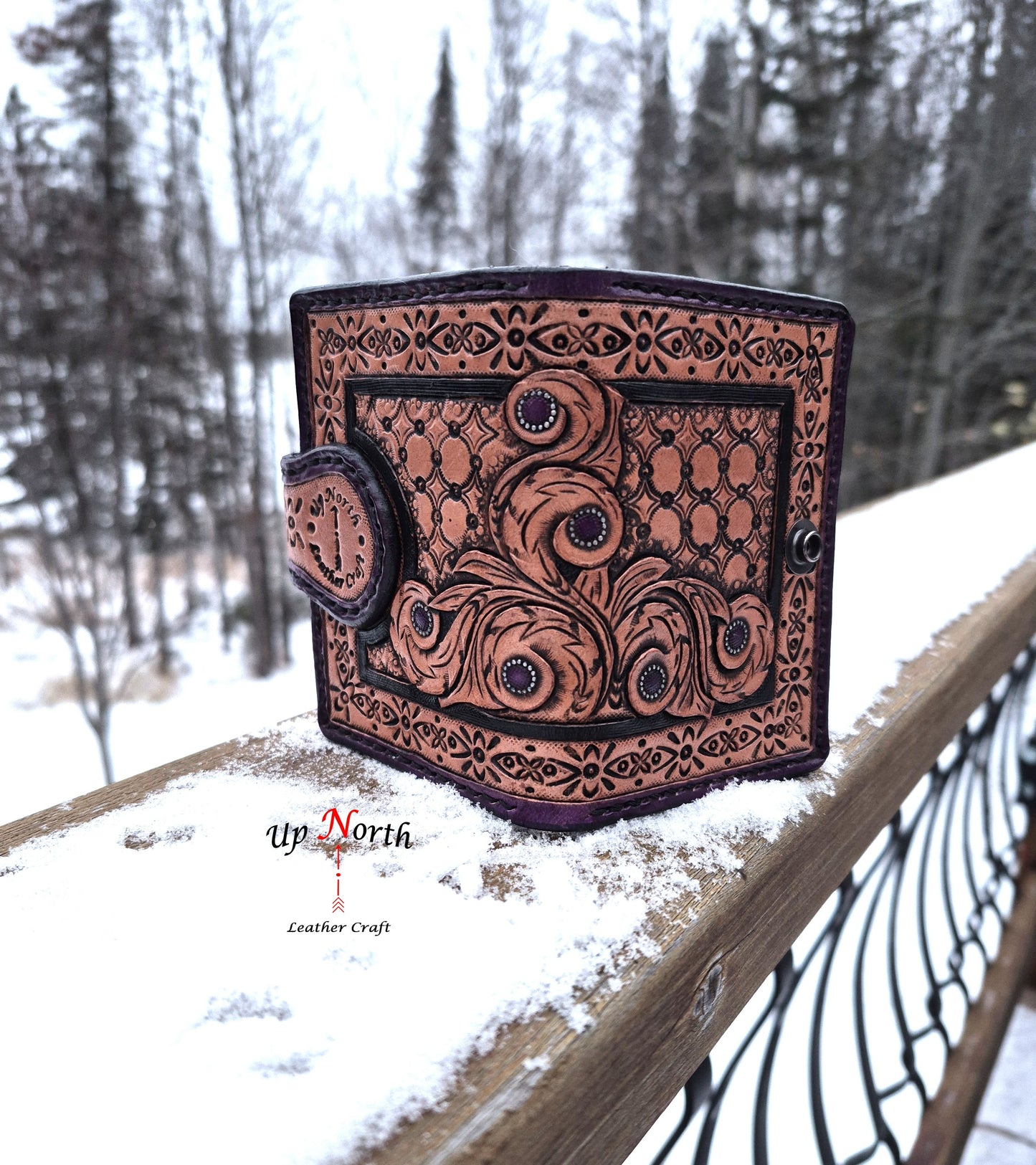 (03TSW25) Tooled Snap Wallet - Deep Purple