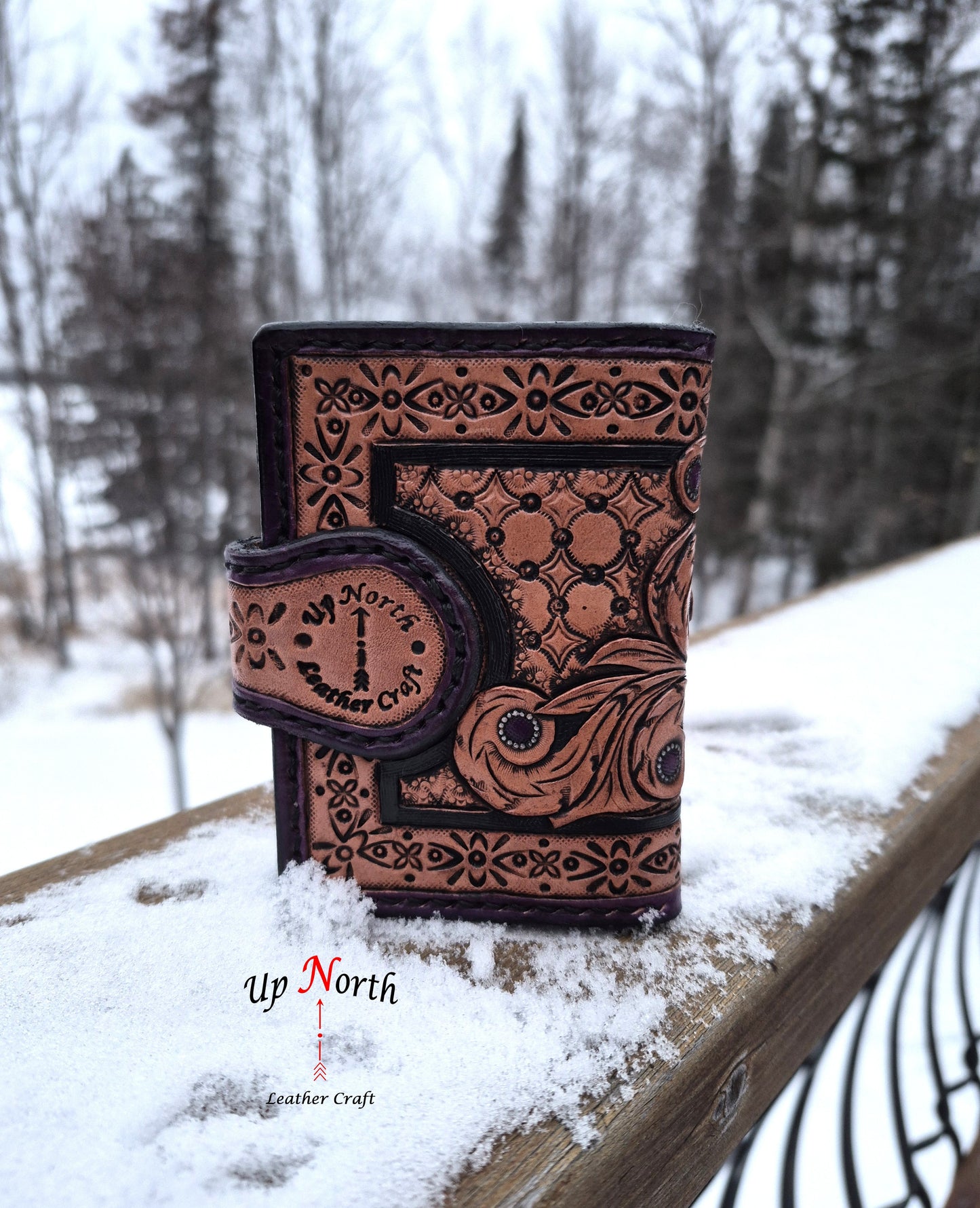 (03TSW25) Tooled Snap Wallet - Deep Purple