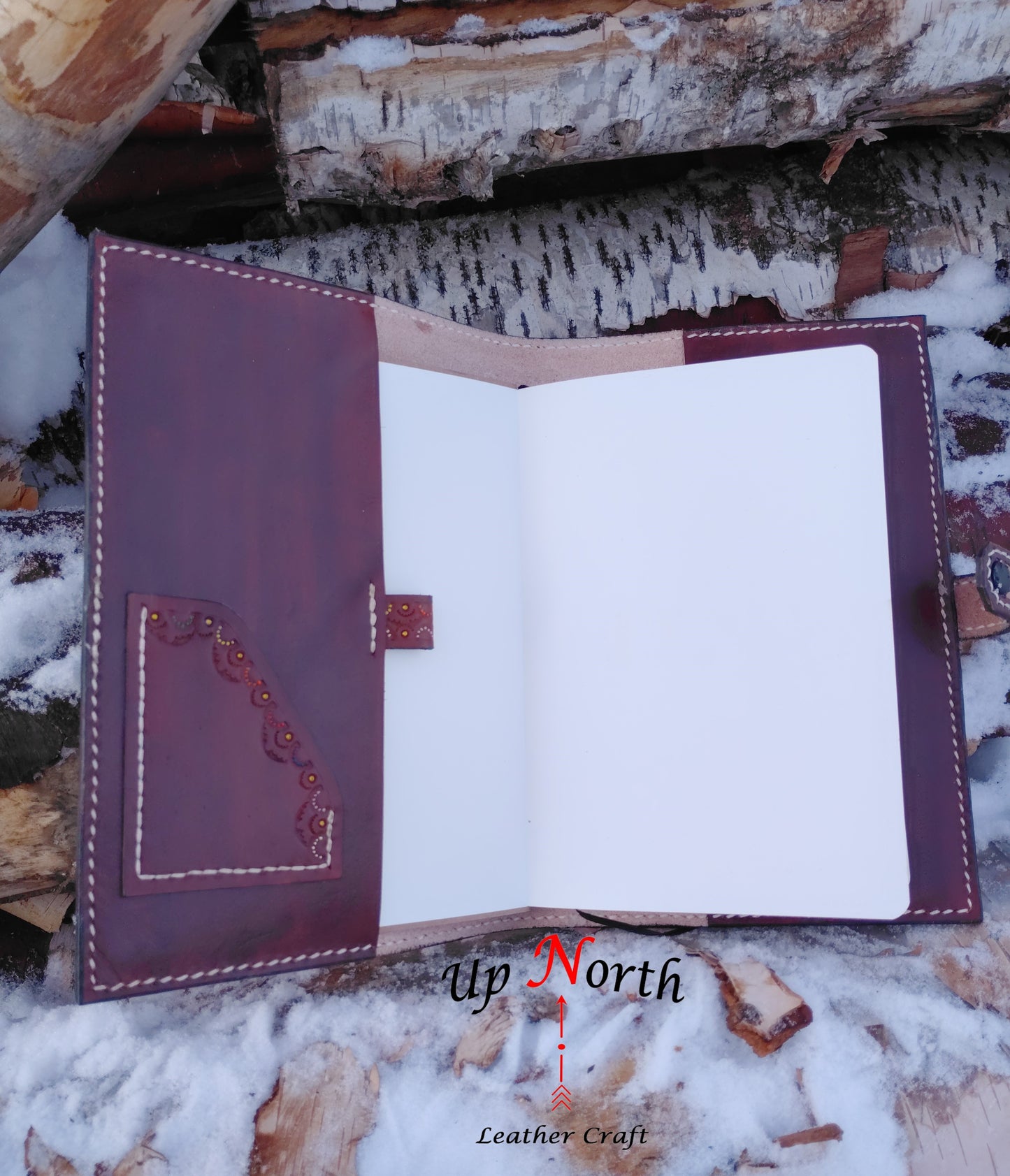 (03JL24) Handmade Large Leather Journal - All the Pretty Flowers