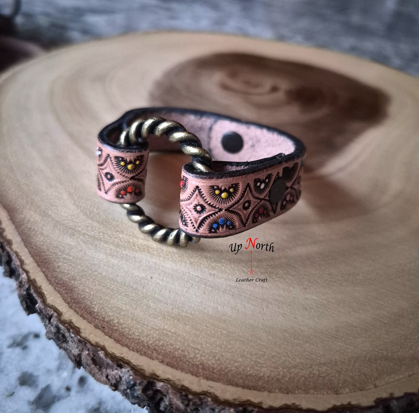 (04BR25) Leather Bracelet - Twisted Wire