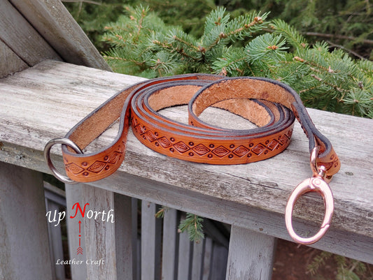 (04LM24) Handmade Leather Leash for Medium Dogs - Sheridan Brown