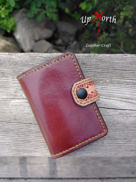 (04TSW24) Handmade Tooled Leather Snap Wallet - Timber