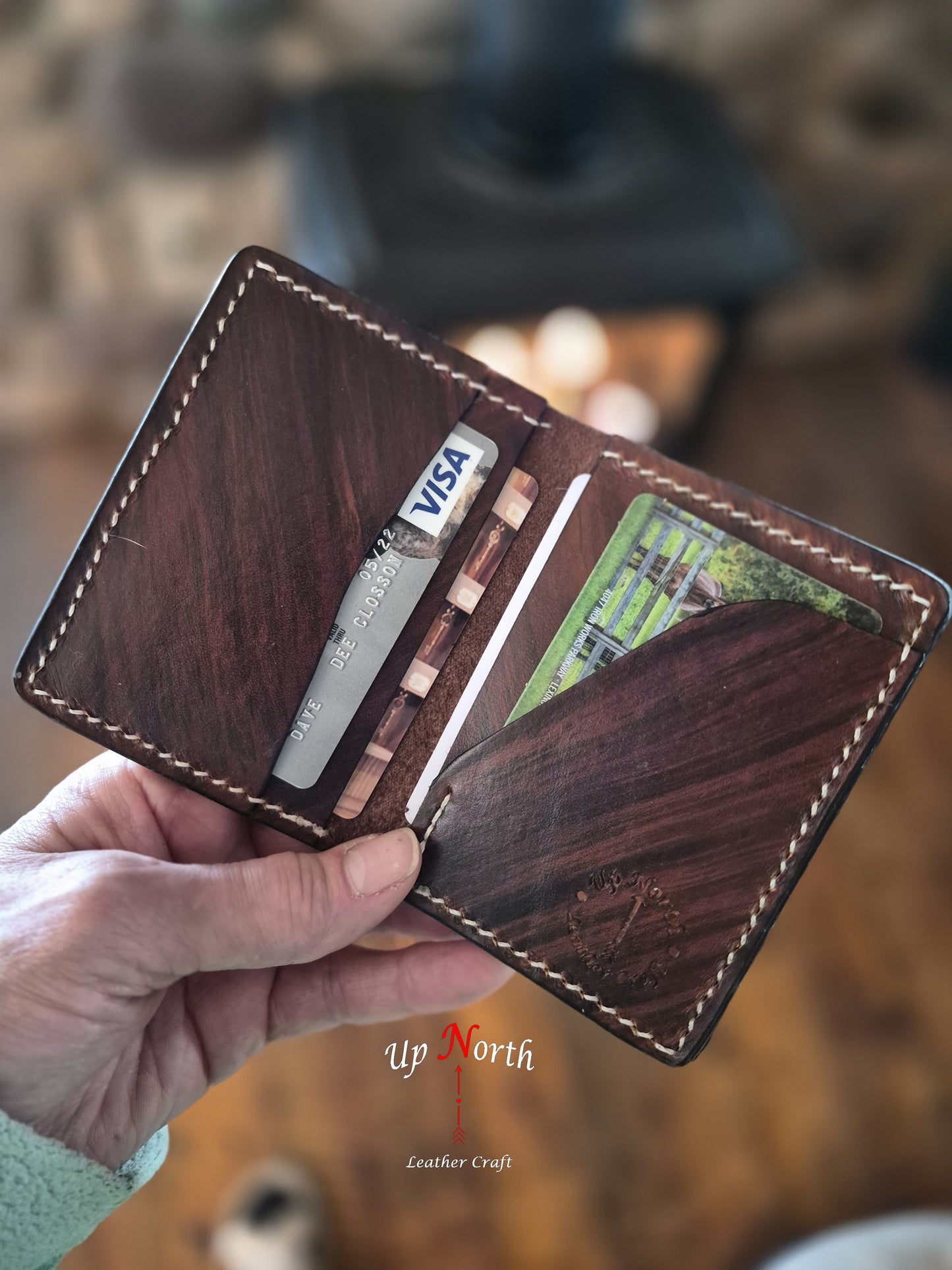 (04CW26) Leather Card Wallet - Spruce