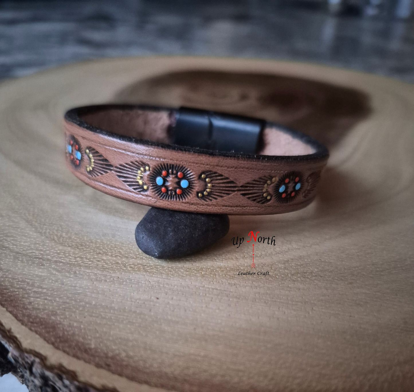 (05BR25) Leather Bracelet - Southern Sun
