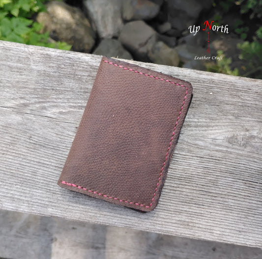 (05CW24) Handmade Leather Card Wallet - Hazelnut