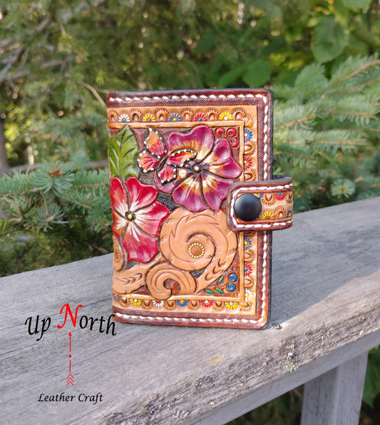 (05TSW24) Handmade Tooled Card Wallet - Floral