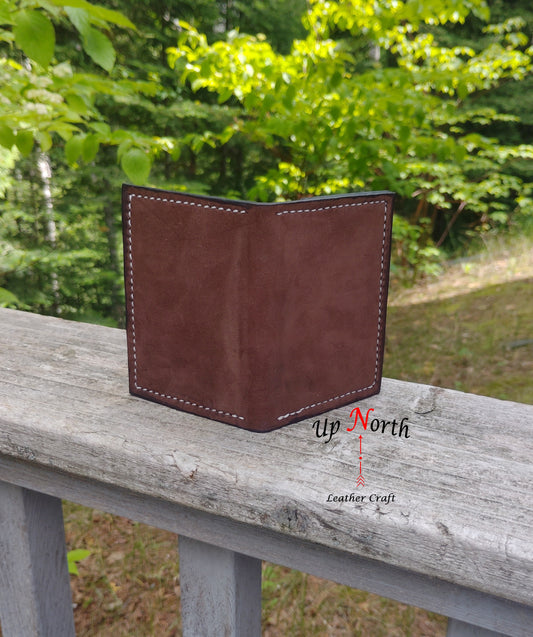 (06CW25) Leather Card Wallet - Wood Grain