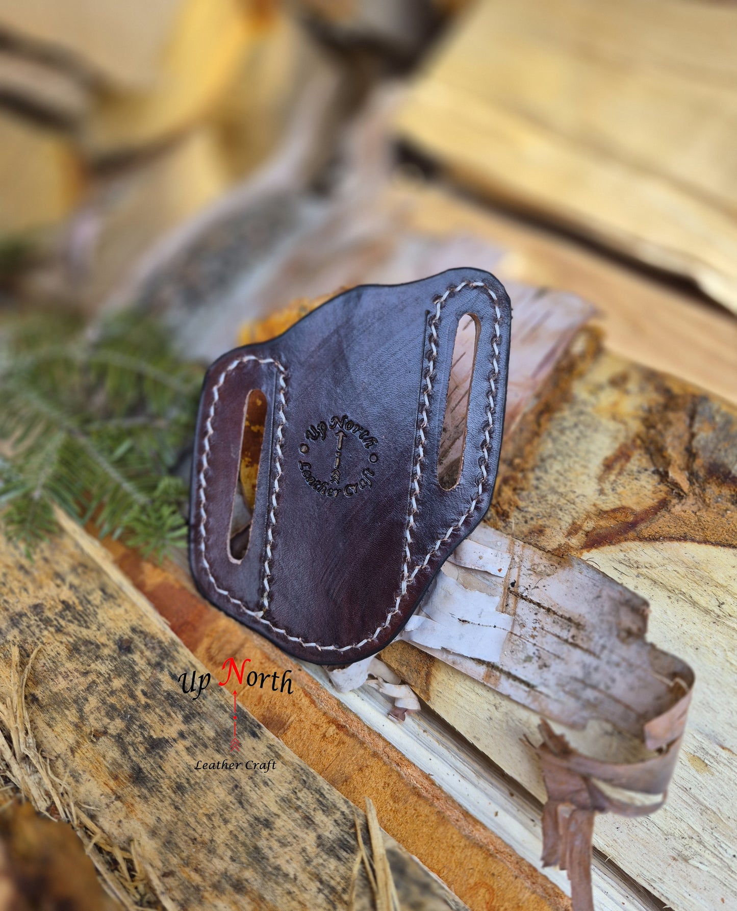 (06PK26) Tooled Leather Pocket Knife Sheath - Summertime