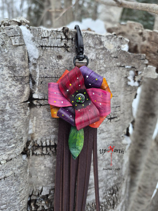 (07PC26) Leather Flower Purse Charm - Jewels