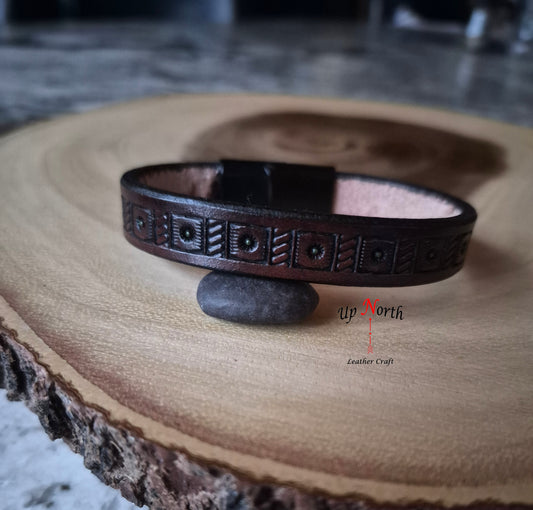 (08BR25) Leather Bracelet - Chocolate Weave