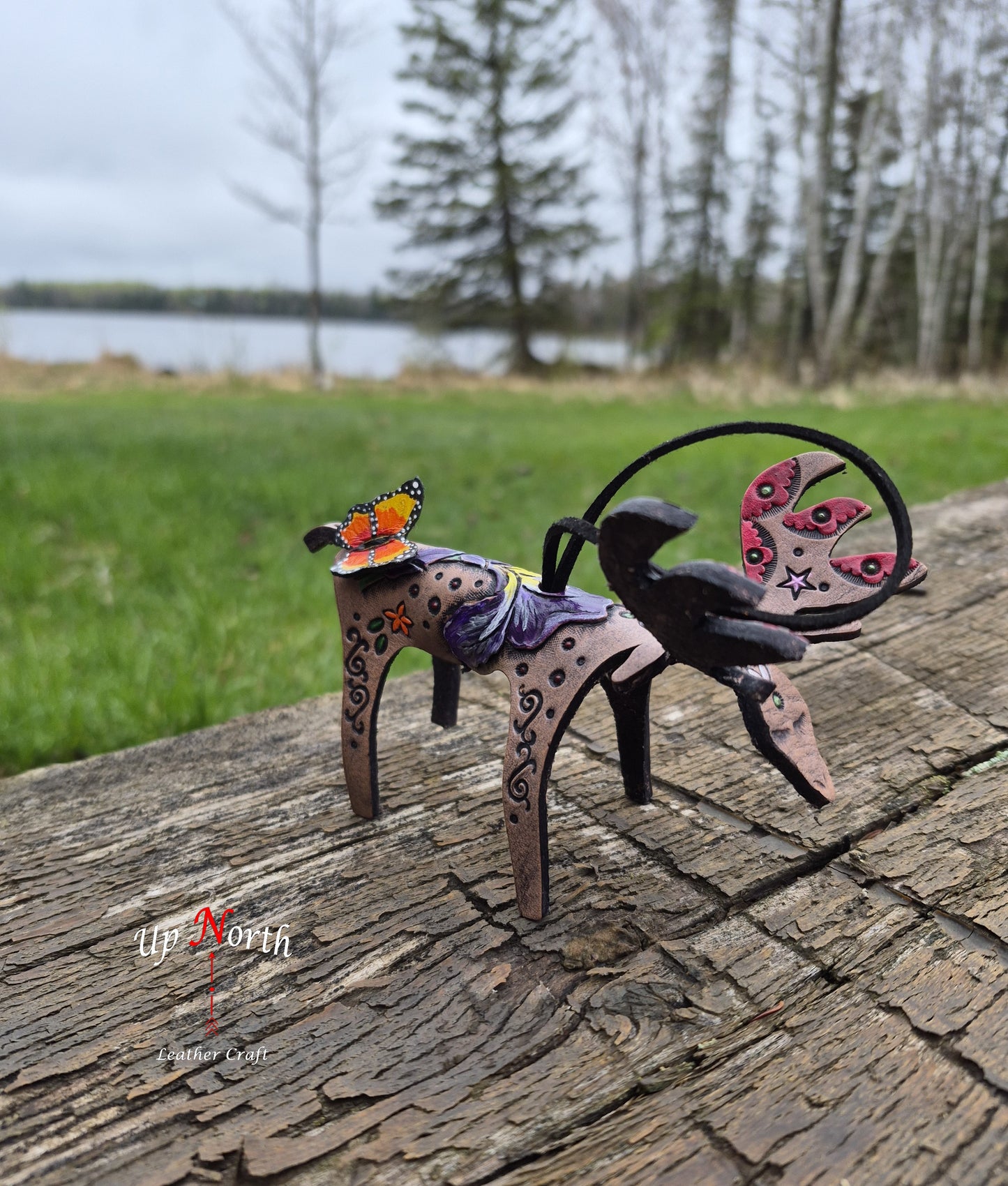 (08OM26) Leather Moose Ornament - Iris