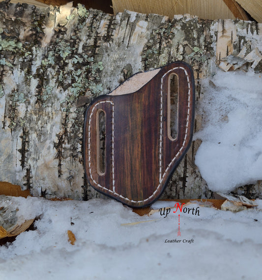 (08PK26) Leather Pocket Knife Sheath - Birch