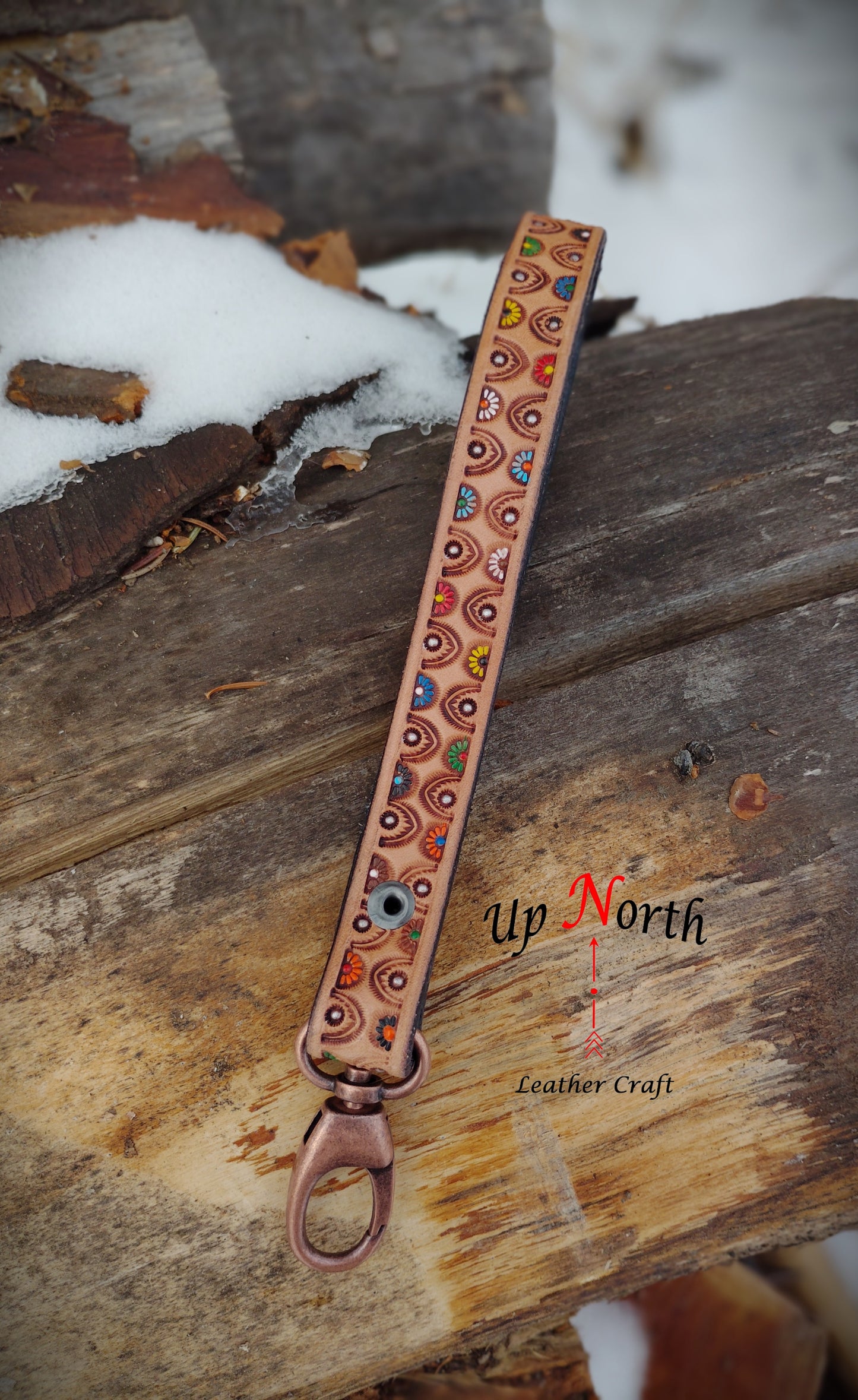 (09LA25) Leather Lanyard - Archway Floral