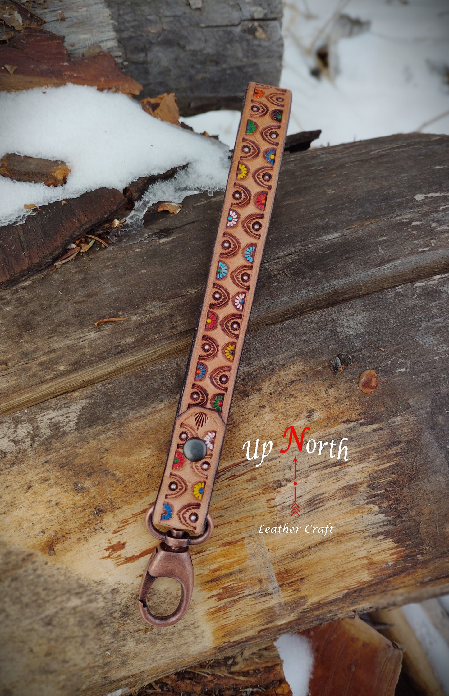 (09LA25) Leather Lanyard - Archway Floral