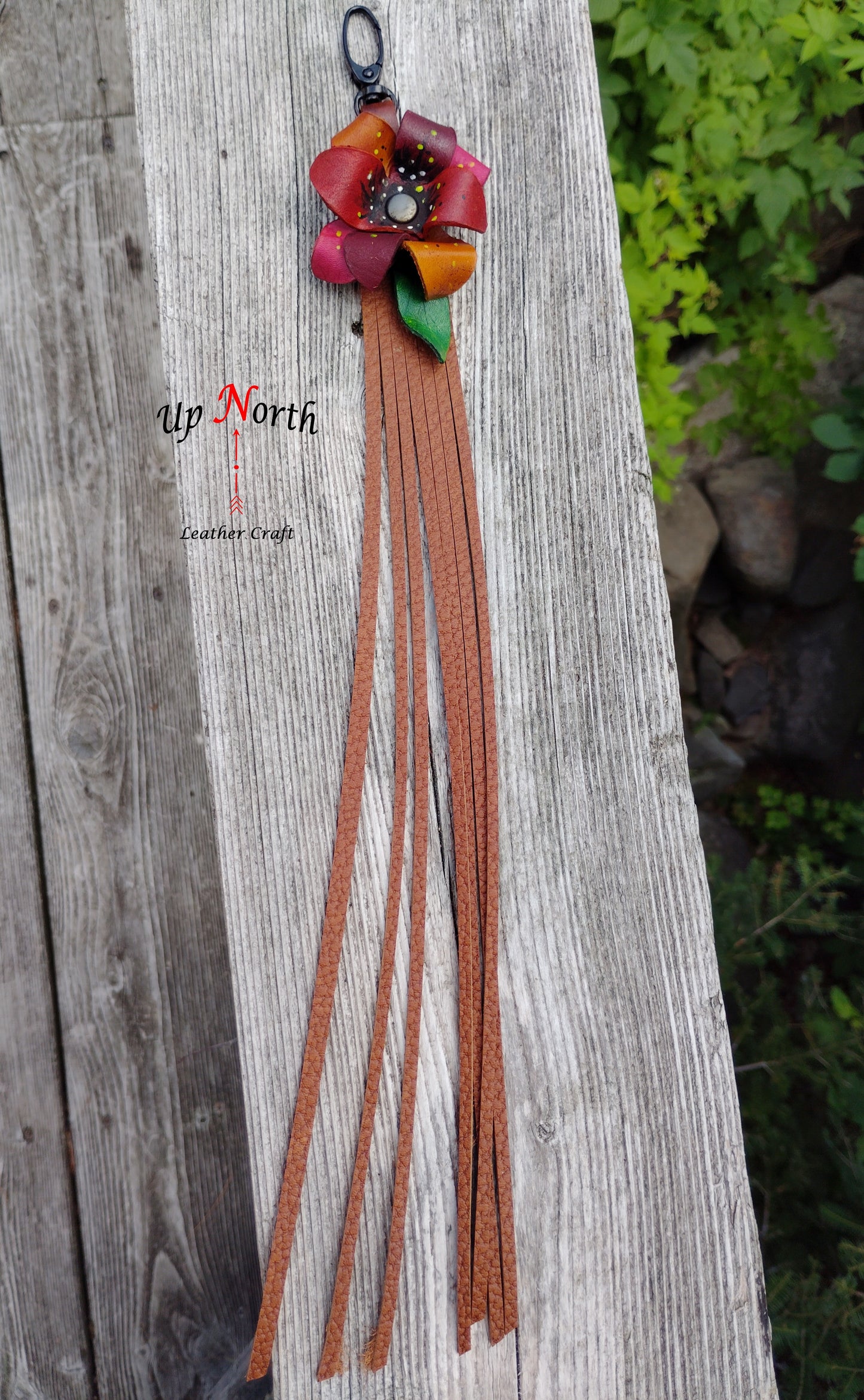 (09PC25) Leather Flower Purse Charm - Spice!