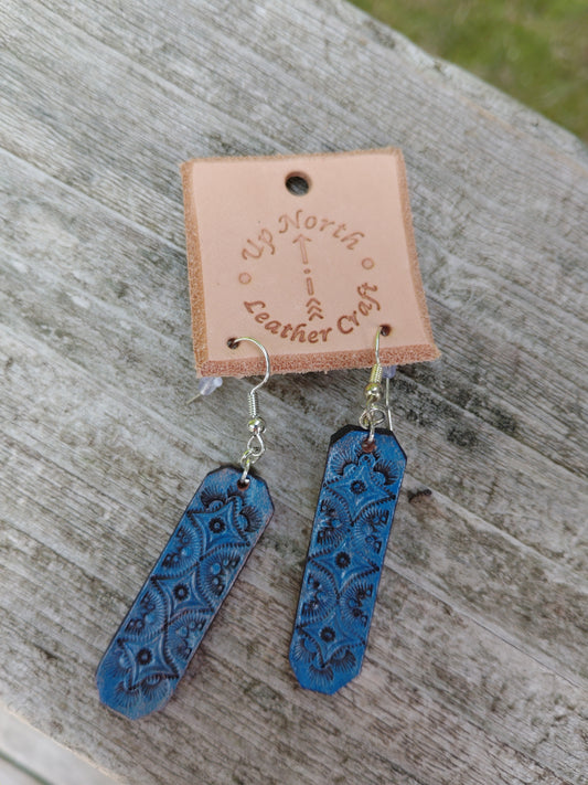 (10ER25) Leather Earrings -  Denim