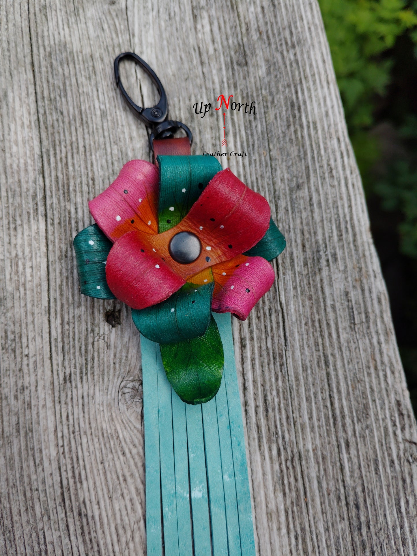 (10PC25) Leather Flower Purse Charm - Desert Tones