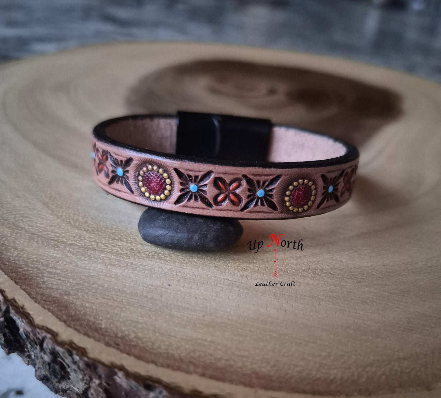 (11BR25) Leather Bracelet - Aztec