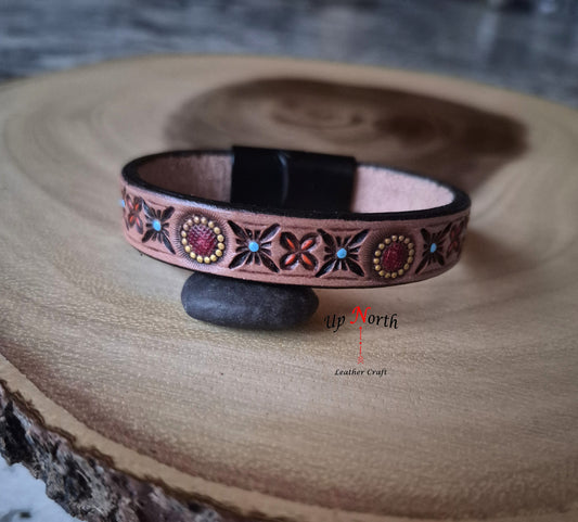 (11BR25) Leather Bracelet - Aztec