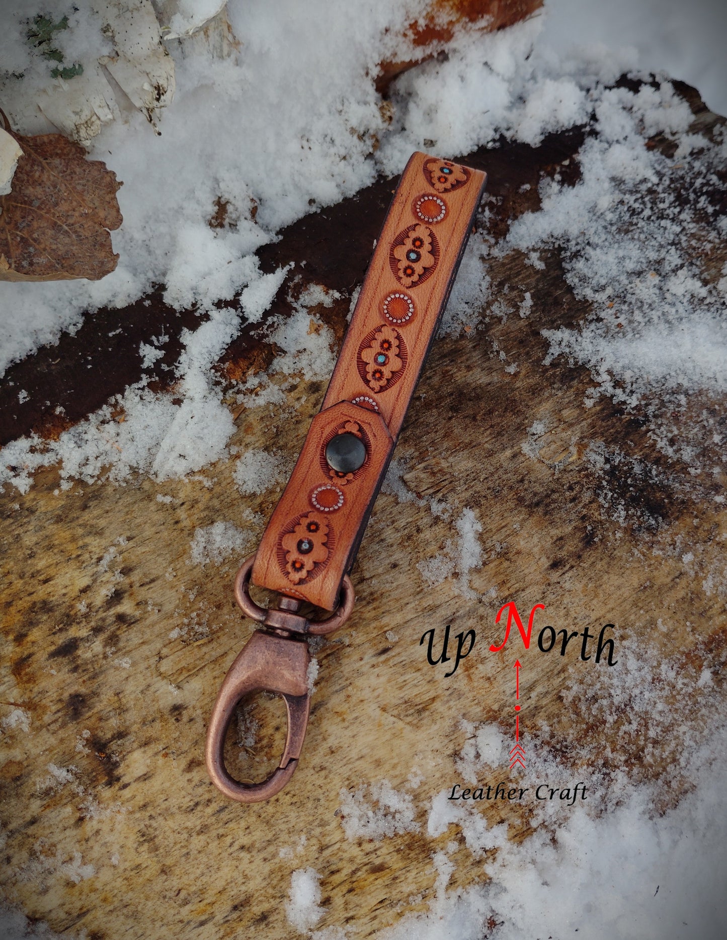 (11LA25) Leather Lanyard - Silver Circles