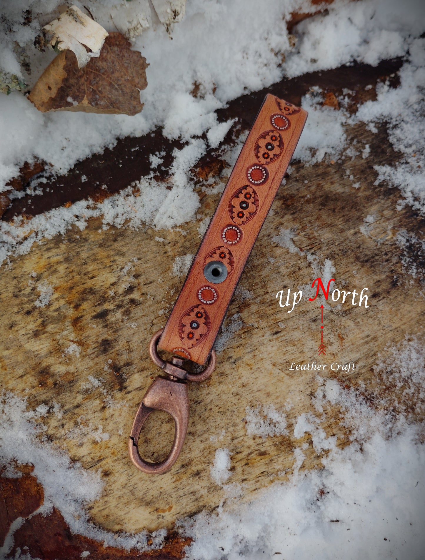 (11LA25) Leather Lanyard - Silver Circles
