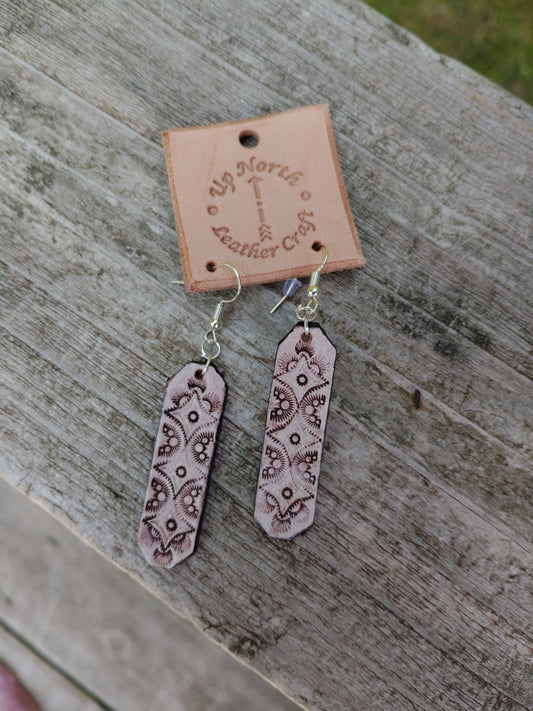 (12ER25) Leather Earrings - White