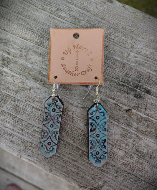 (13ER25) Leather Earrings - Sky Blue