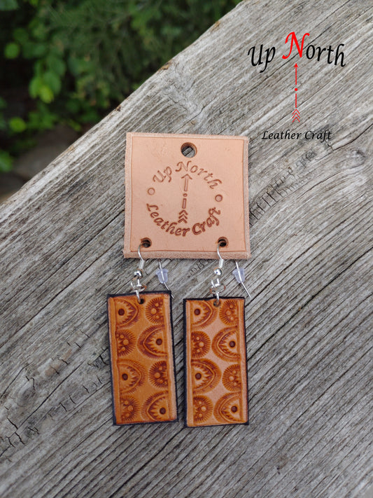 (21ER24) Handmade Leather Earrings - Saddle Tan