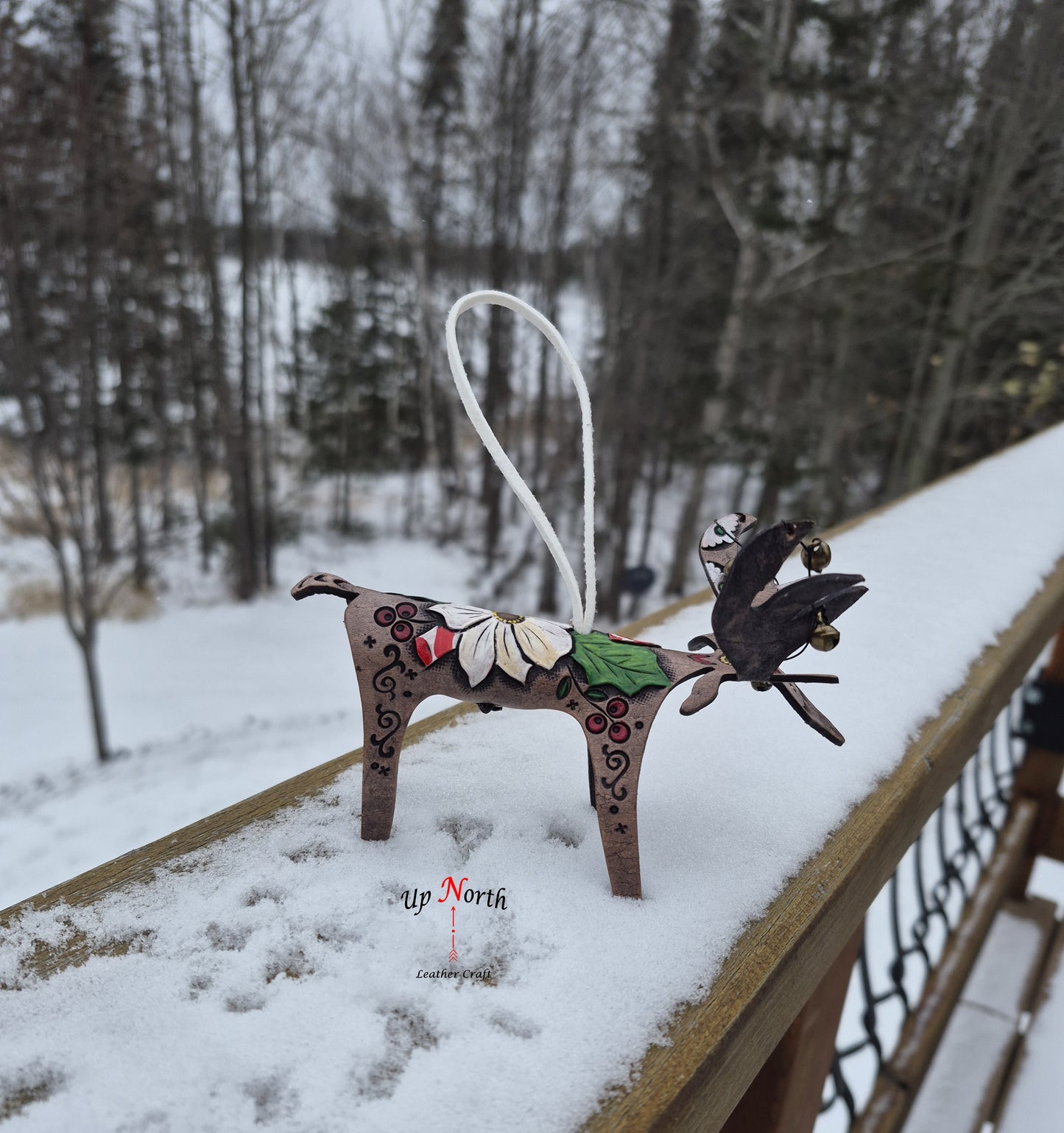 (29OM25) Leather Moose Ornament - Dark Chocolate