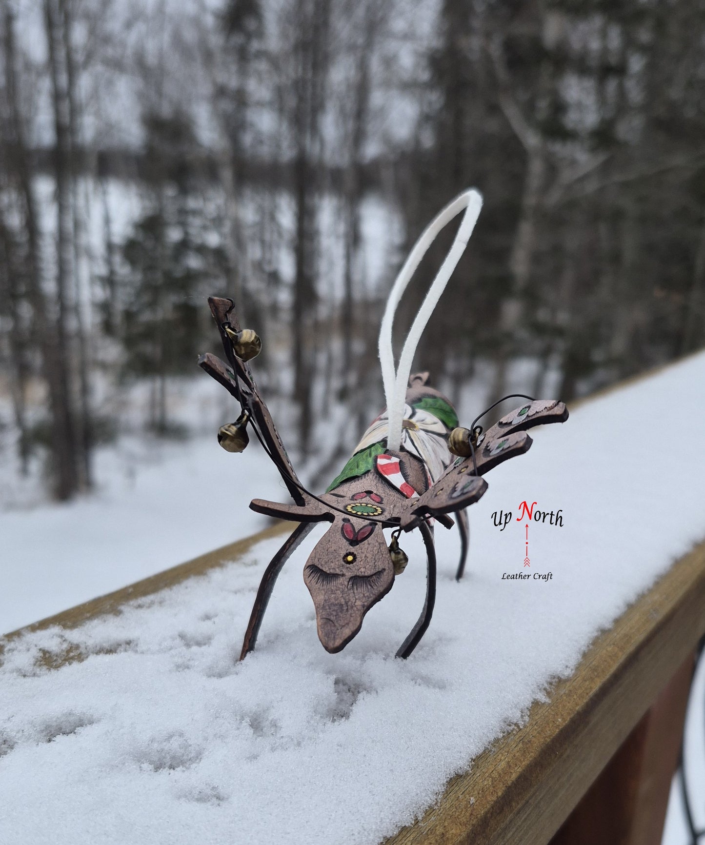 (29OM25) Leather Moose Ornament - Dark Chocolate