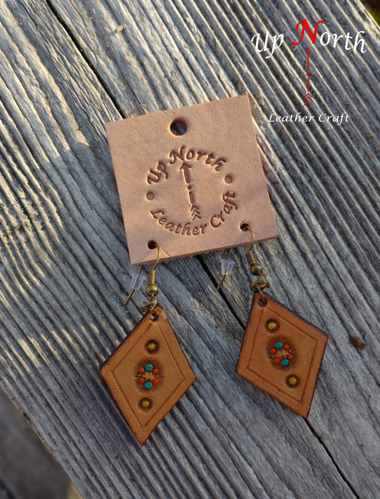 (36ER24) Handmade Leather Earrings - Stargazer