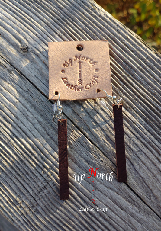 (39ER24) Handmade Leather Earrings - Sticks