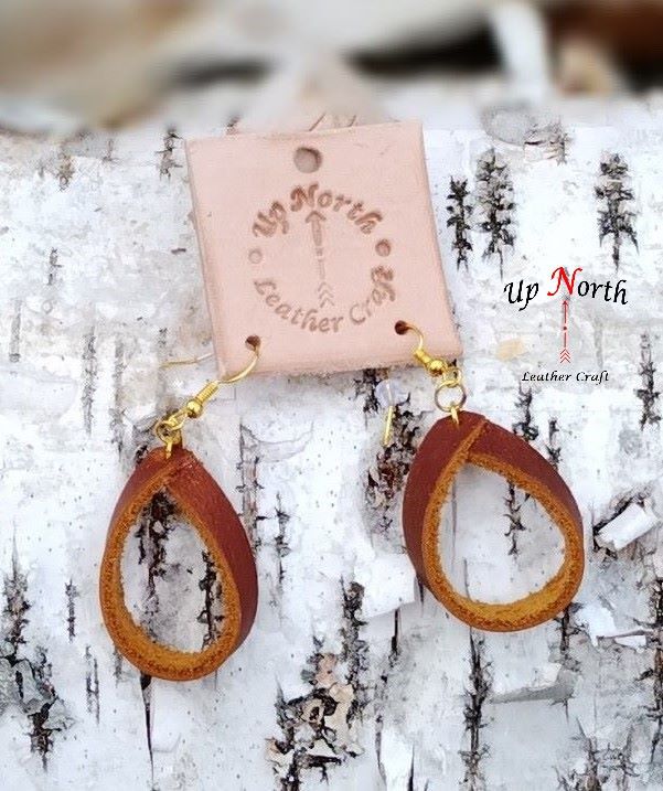 (01ER24) Handmade Leather Loop Earrings - Bourbon Brown