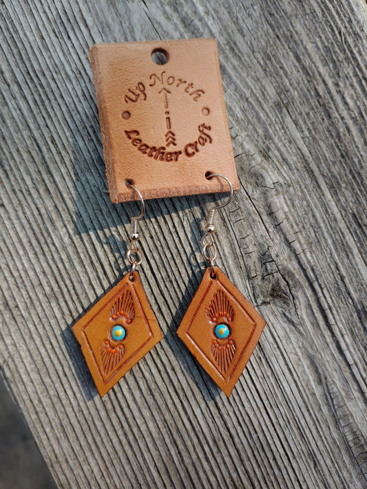 (23ER24) Handmade Leather Earrings - Setting Sun