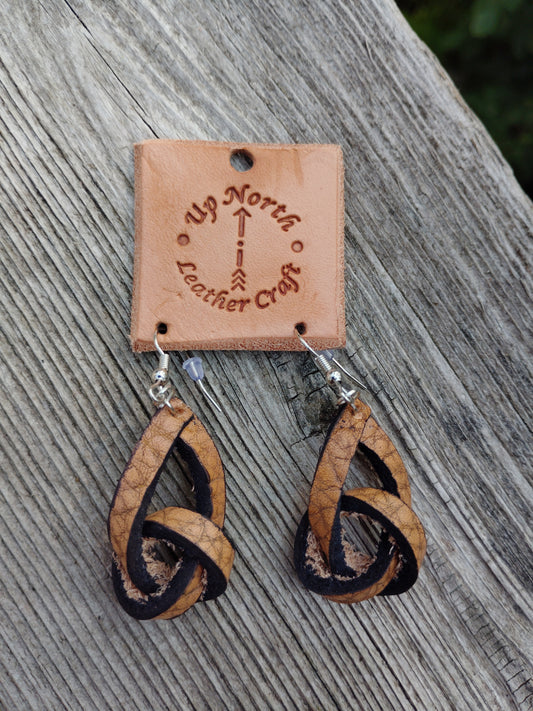 (07ER24) Handmade Leather Earrings-Milled Leather