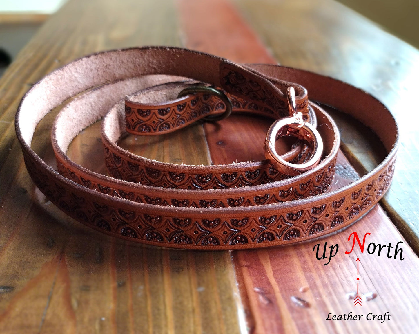 (01LS24) Handmade Leather Dog Leash for Small Dogs - Cordovan