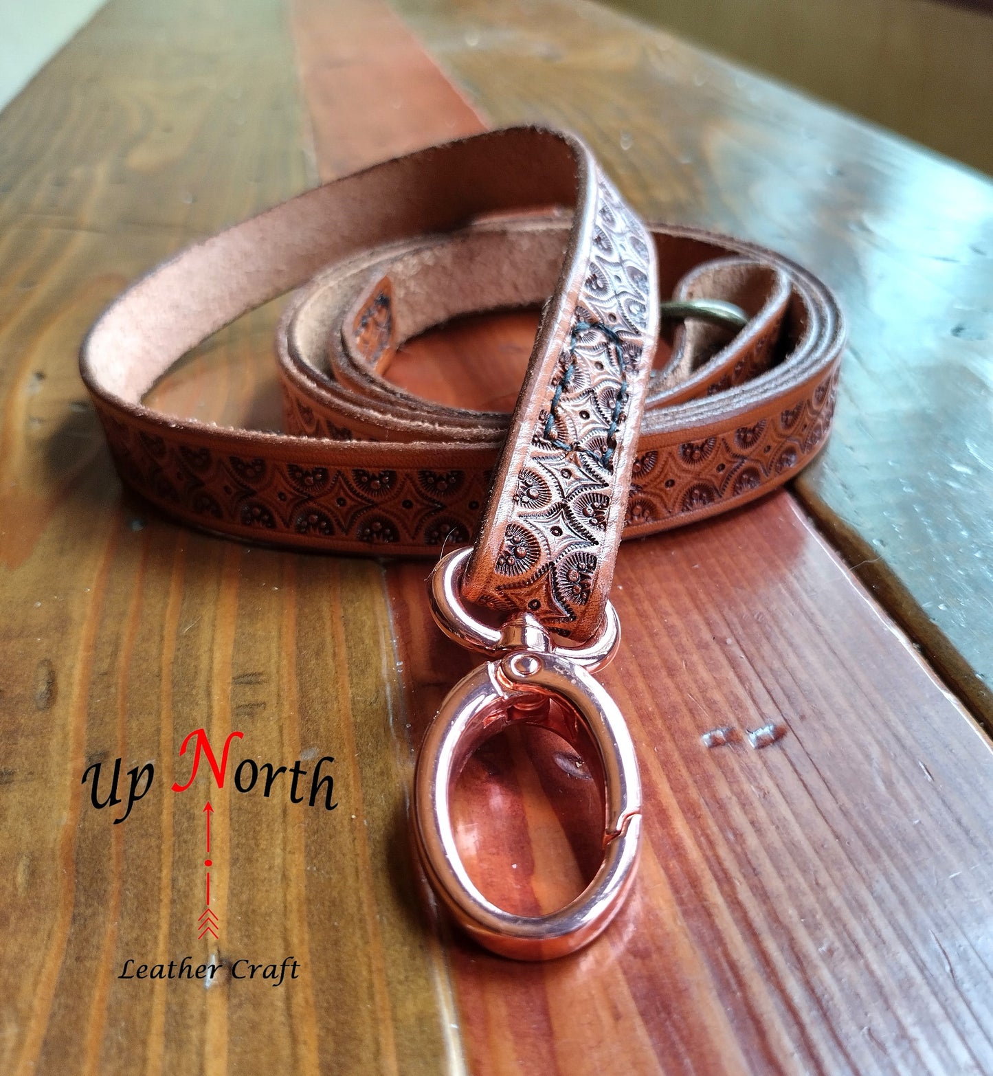 (01LS24) Handmade Leather Dog Leash for Small Dogs - Cordovan