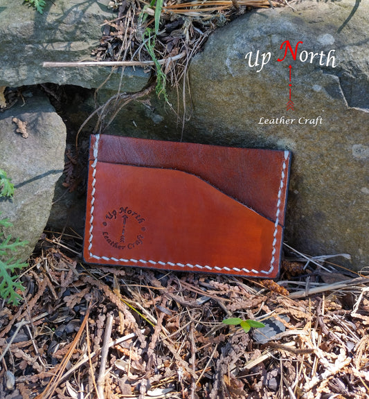 (04MMW24) Handmade Leather 3-Slot Minimalist Wallet - Light Brown