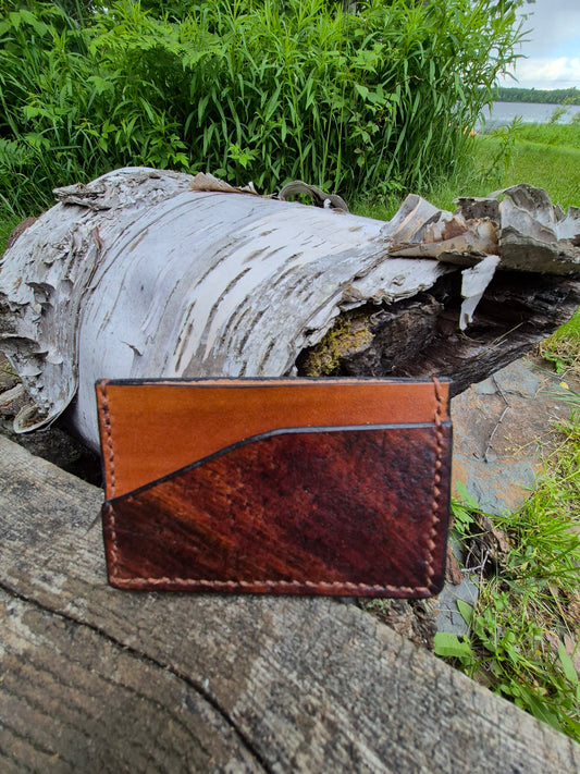(03SW26) Leather Minimalist 3-Slot Wallet-Wood Grain