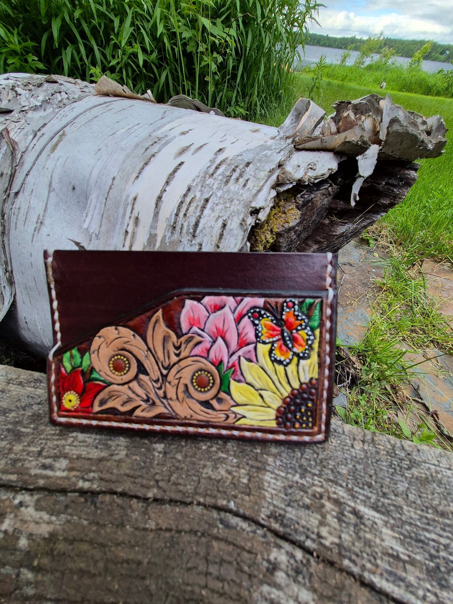 (02SW26) Leather Minimalist 3- Slot Wallet - Painted Summer